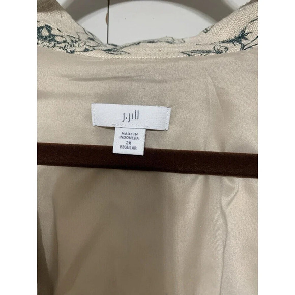 J. Jill Beige Desert Bloom Floral Linen Blend Blazer Jacket 2X Lagenlook - Picture 4 of 7
